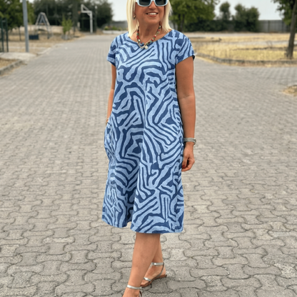 Elinora Breezy Round-Neck Sundress - Blue