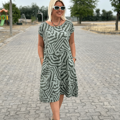 Elinora Breezy Round-Neck Sundress - Green