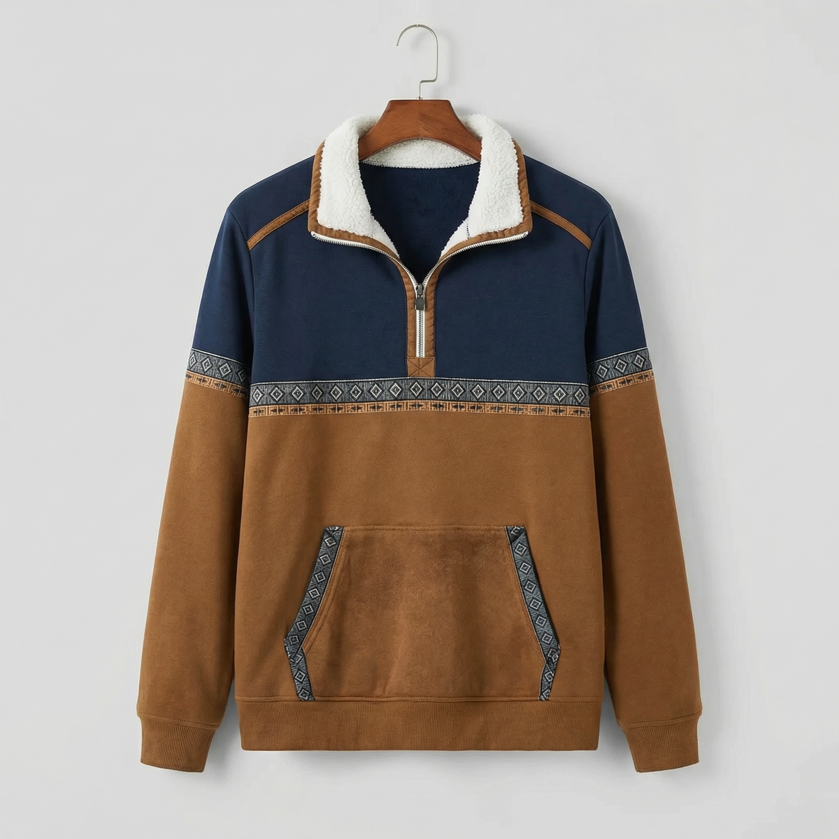 Elira Comfort Zip Jumper - Navy Brown