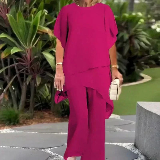 Ella Elegant Top & Pants Combo - Pink