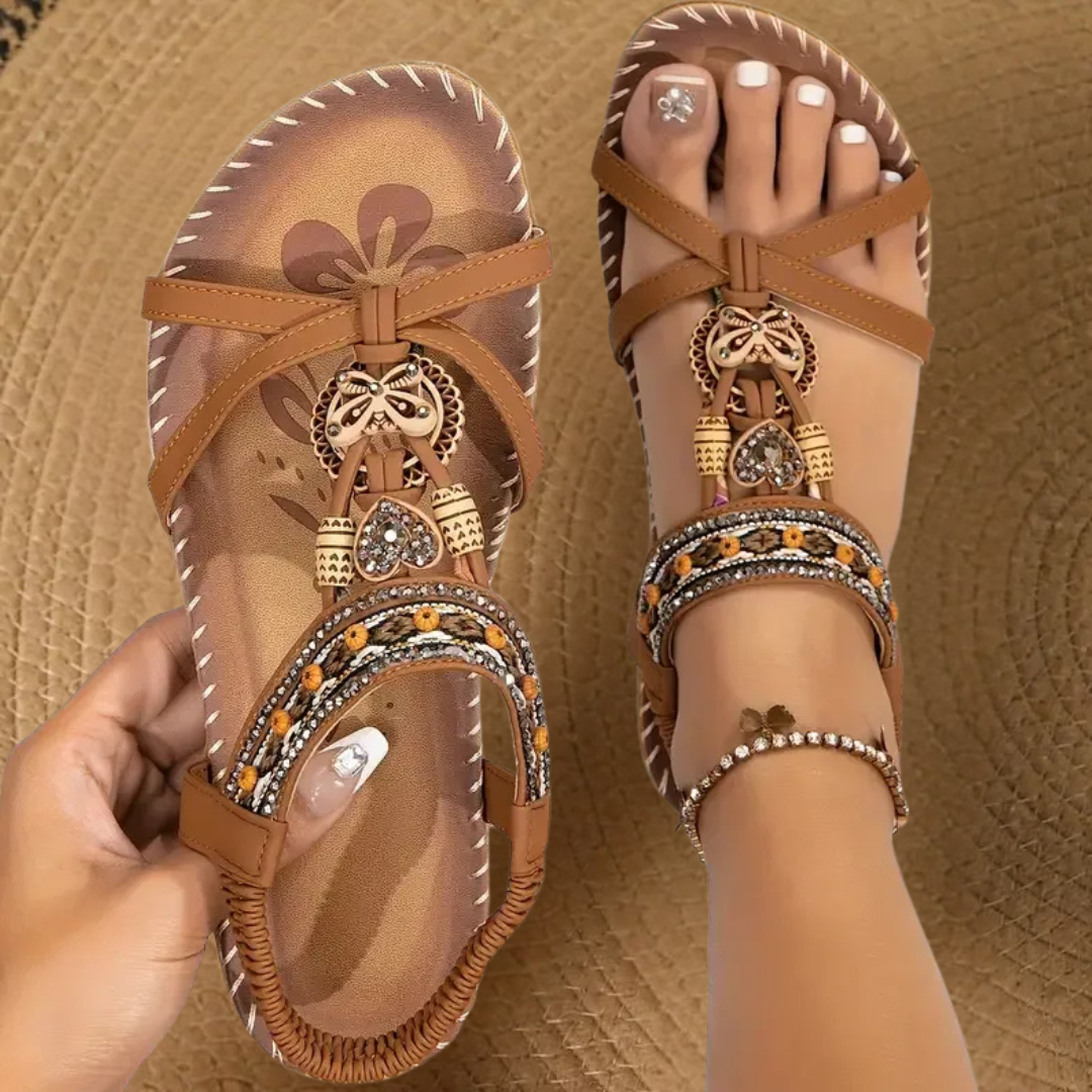 Ella Luxe Comfort Sandals - Light Brown