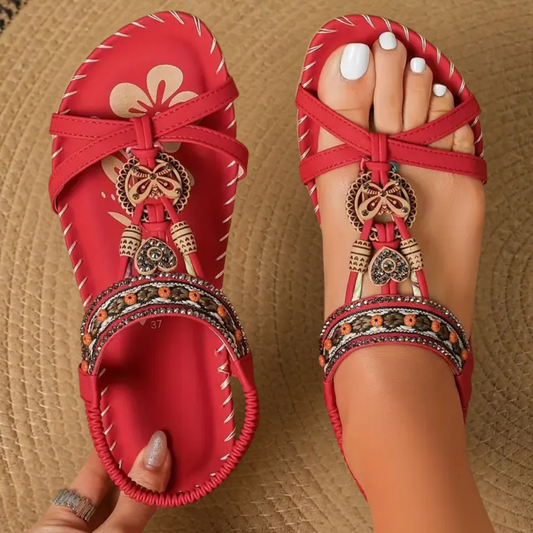 Ella Luxe Comfort Sandals - Red