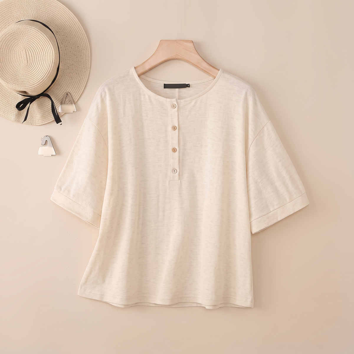 Ellacombe Short-Sleeve Button Blouse - Apricot