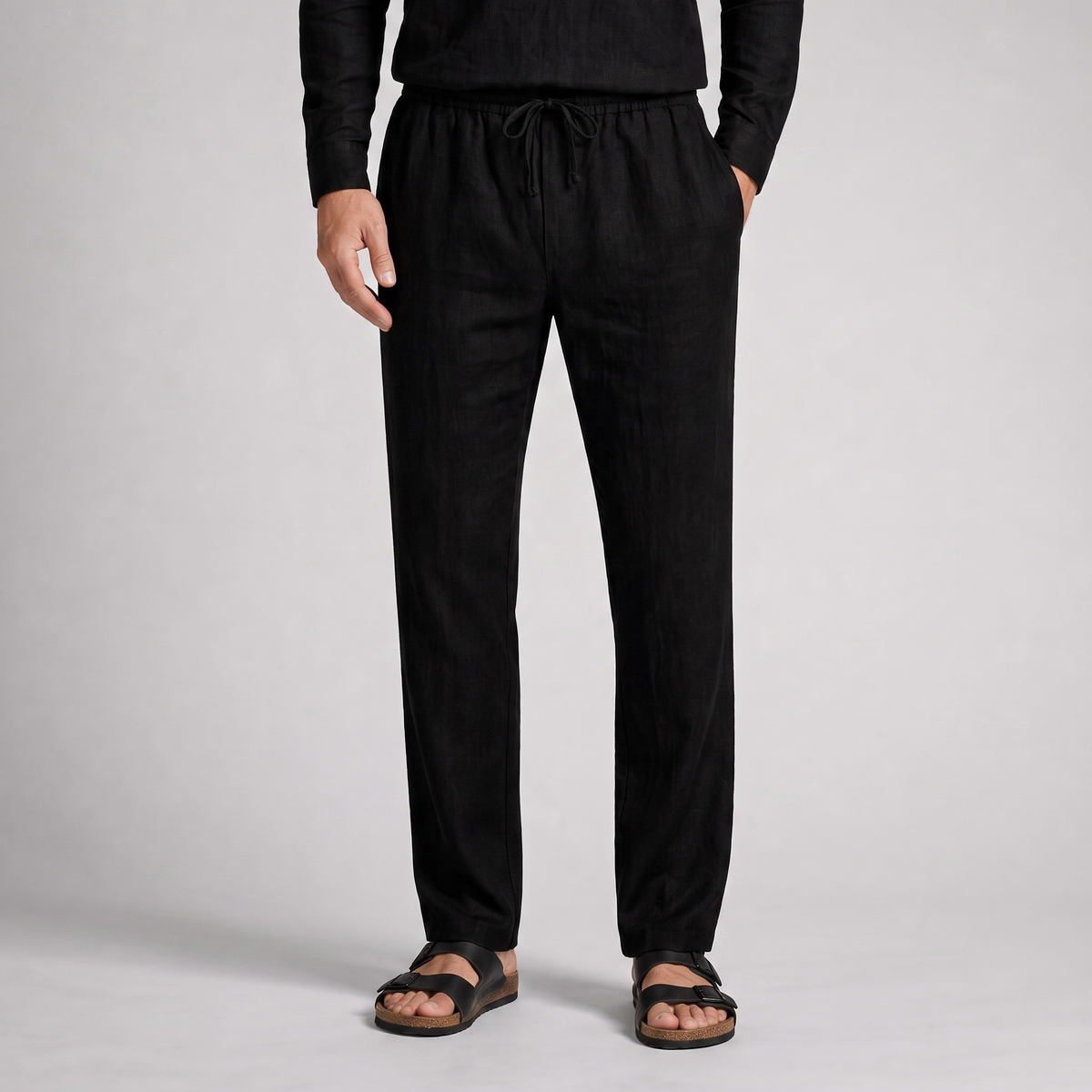 Ellingham Casual Linen Trousers - Black