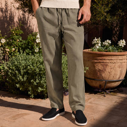 Ellingham Casual Linen Trousers - Khaki