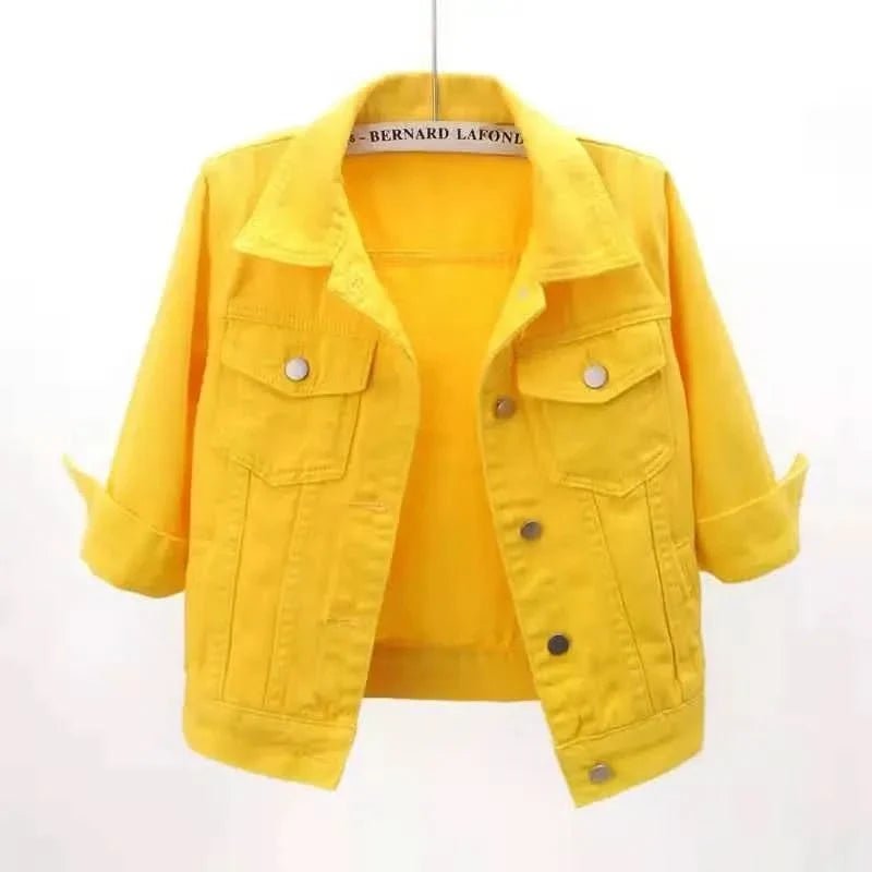 Elodie Colourblock Denim Jacket - Yellow