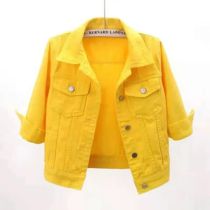Elodie Colourblock Denim Jacket - Yellow