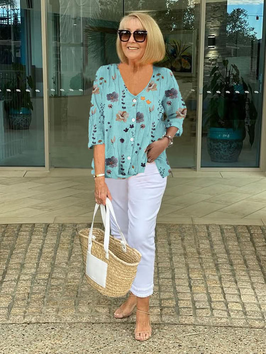 Elodie Printed Tunic - Sky Blue