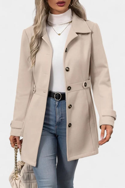 Eloise Belted Mid-Length Coat - Apricot