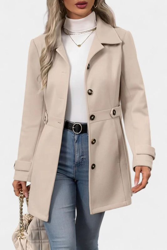 Eloise Belted Mid-Length Coat - Apricot