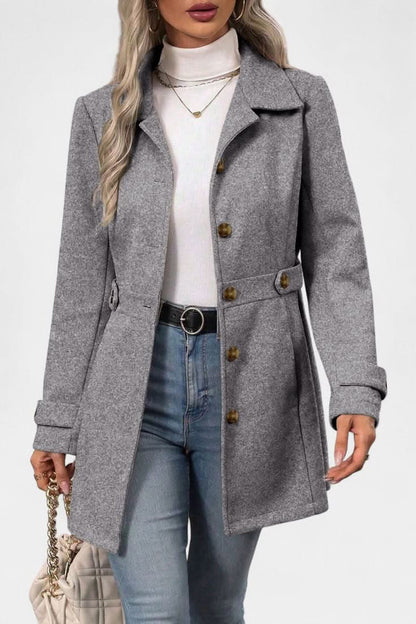 Eloise Belted Mid-Length Coat - Grey