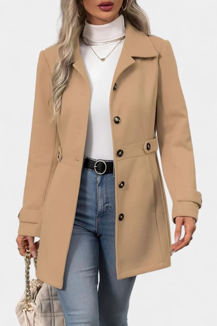 Eloise Belted Mid-Length Coat - Khaki