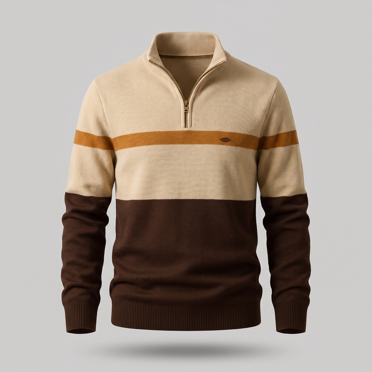 Elston Heritage Quarter-Zip - Brown Cream