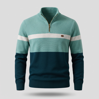 Elston Heritage Quarter-Zip - Green Navy