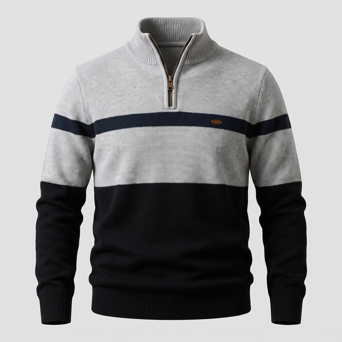 Elston Heritage Quarter-Zip - Grey Navy
