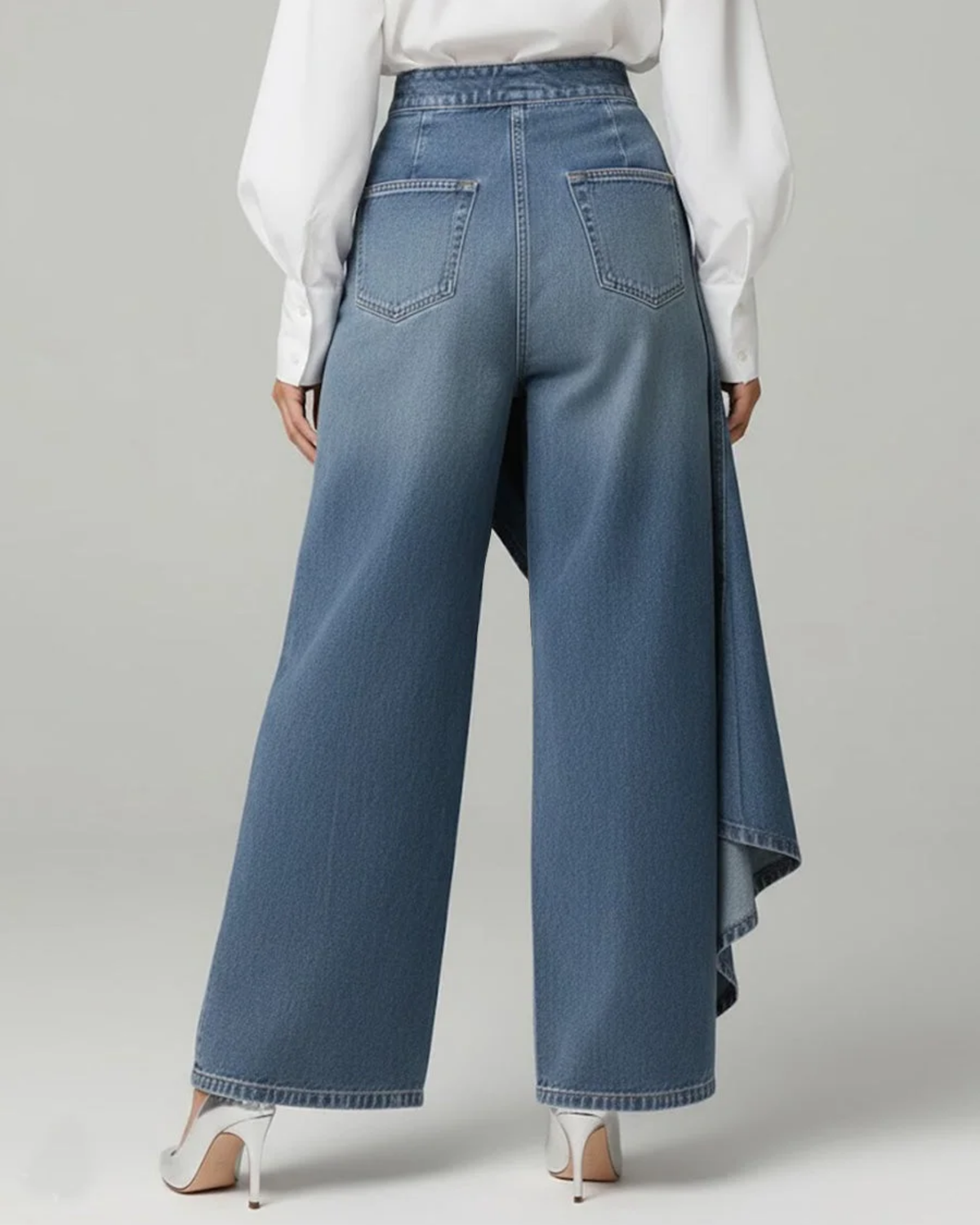 Elvoria Wrap-Style Denim Jeans