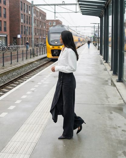 Elvoria Wrap-Style Denim Jeans