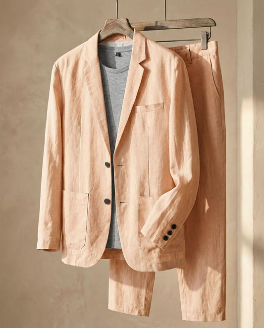 Enzo Refined Linen Suit - Khaki