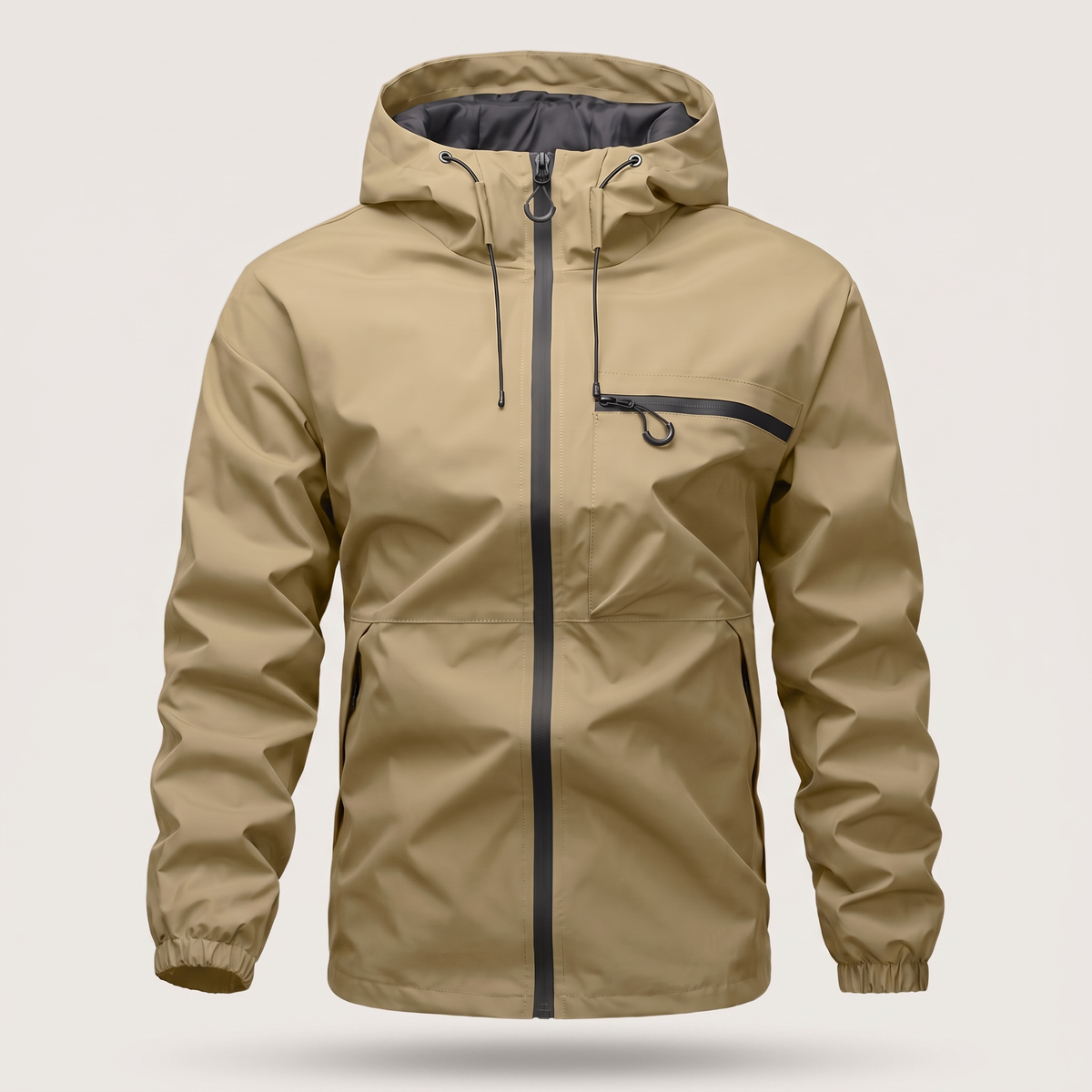 Essential Weather-Ready Hooded Coat - Khaki