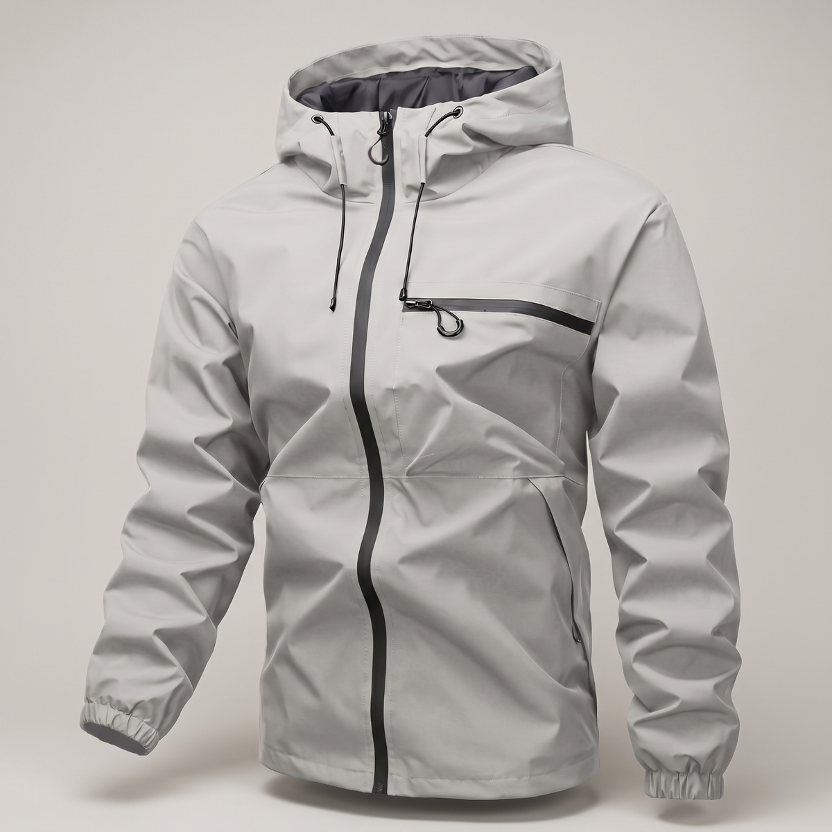 Essential Weather-Ready Hooded Coat - Light Grey