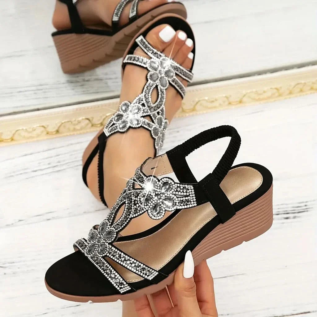 Eterna Walk Wedge Sandals - Black