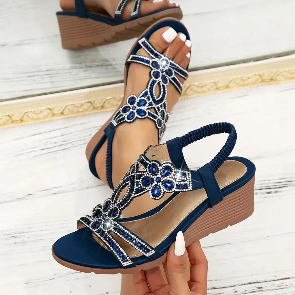 Eterna Walk Wedge Sandals - Navy Blue