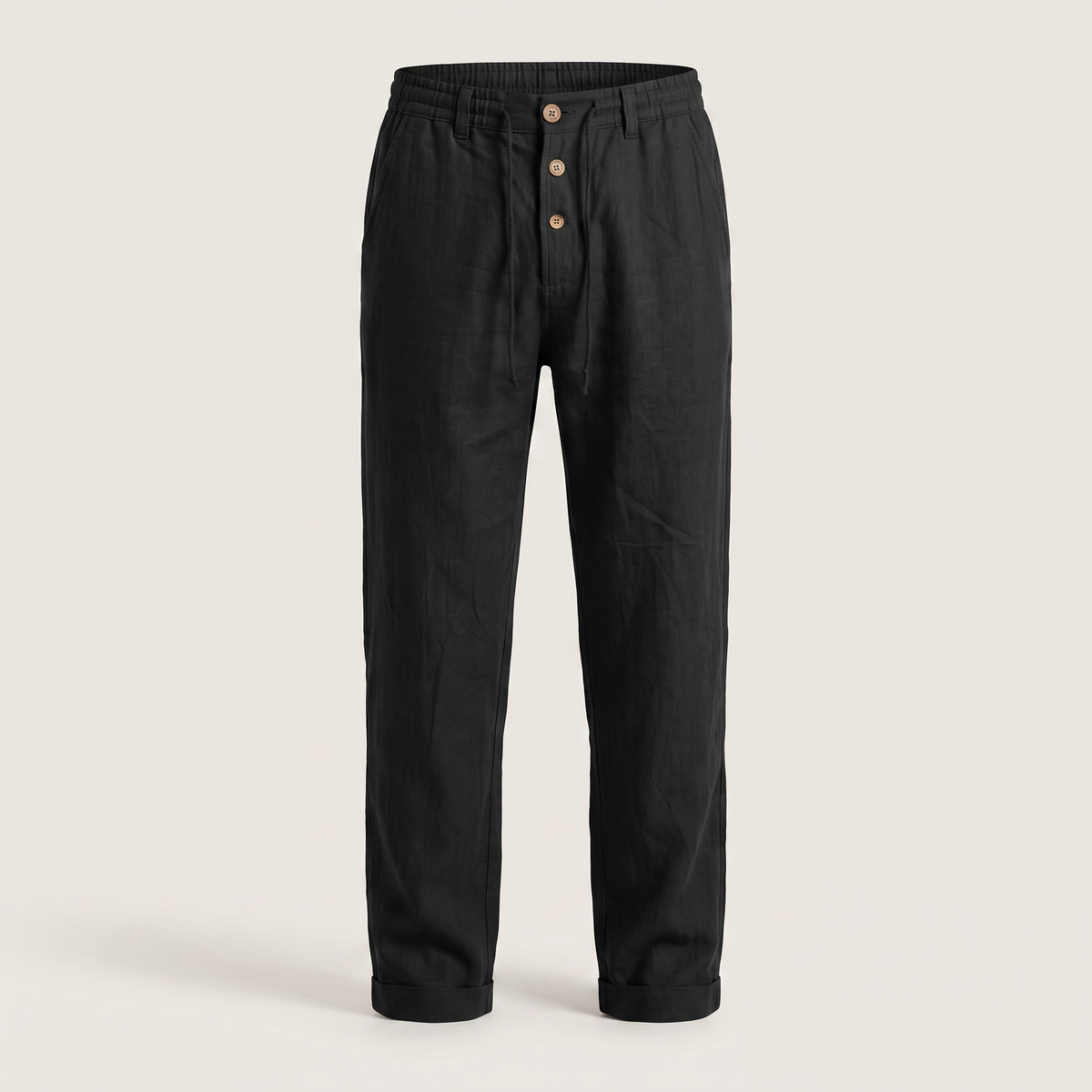 Ethan Linen Trousers - Black