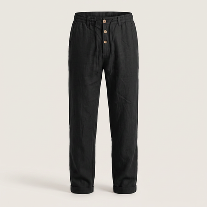 Ethan Linen Trousers - Black