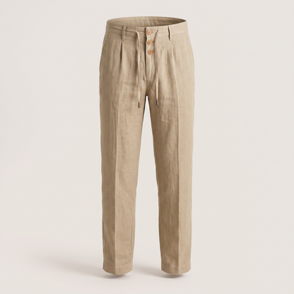 Ethan Linen Trousers - Khaki