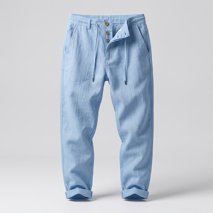 Ethan Linen Trousers - Light Blue