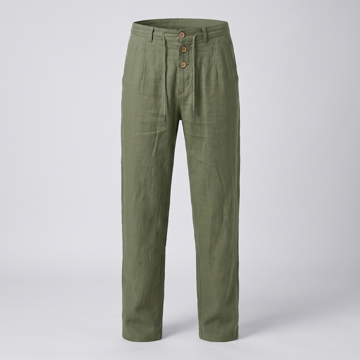 Ethan Linen Trousers - Military Green