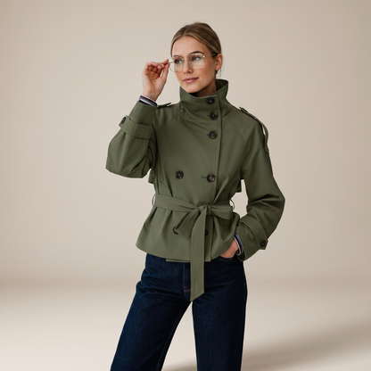 Evelyn Belted Trench Coat - Olive