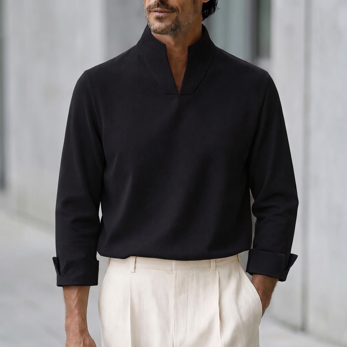 Everham Minimal Long-Sleeve Tee - Black