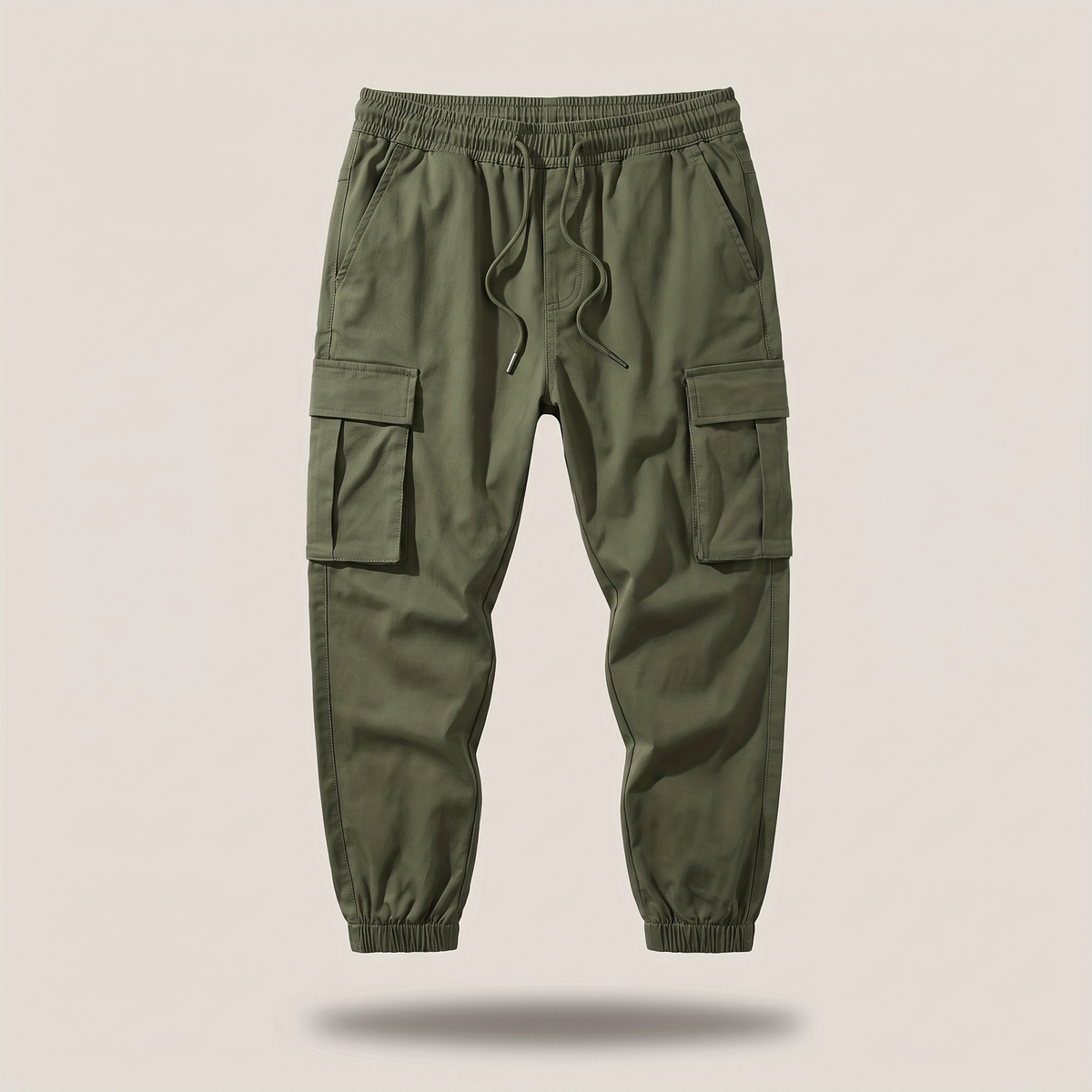 Everyday Drawstring Cargo Trousers - Army Green