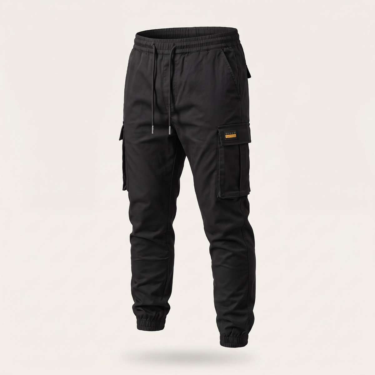 Everyday Drawstring Cargo Trousers - Black