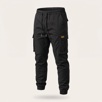 Everyday Drawstring Cargo Trousers - Black