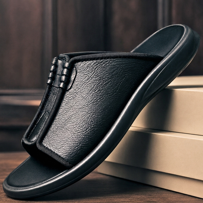 Falmerston Premium Leather-Look Sandals - Black