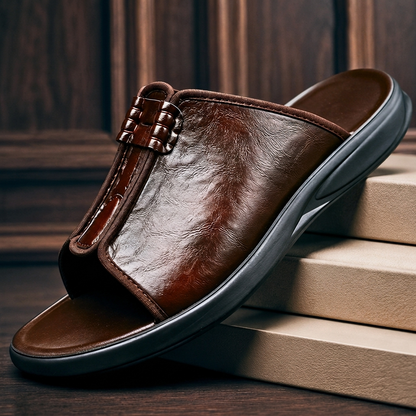 Falmerston Premium Leather-Look Sandals - Brown