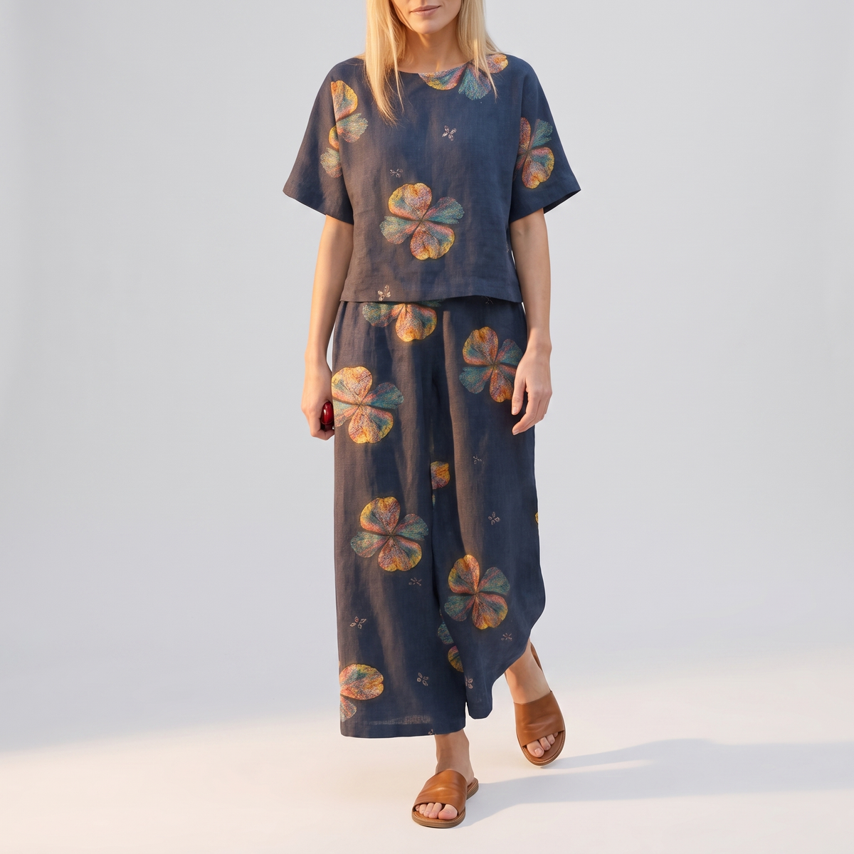 Fernleigh Easy-Wear Co-Ord Set - Navy Flowers