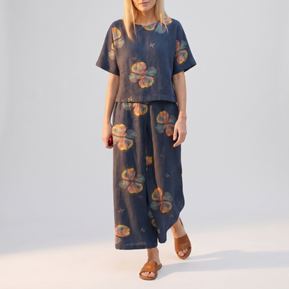 Fernleigh Easy-Wear Co-Ord Set - Navy Flowers