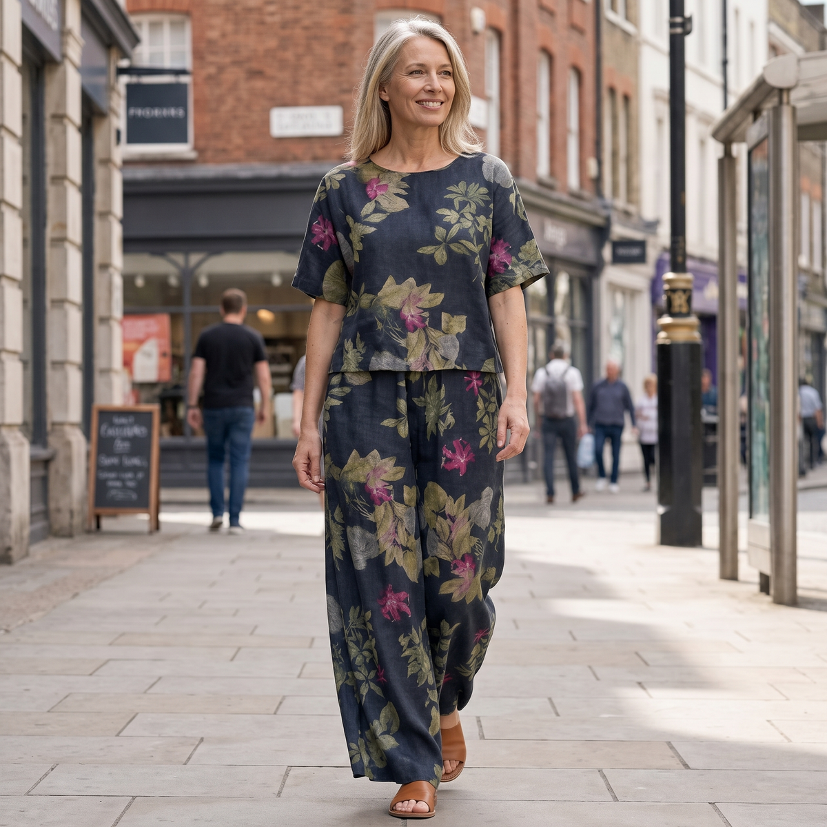 Fernleigh Easy-Wear Co-Ord Set - Navy Tropiks