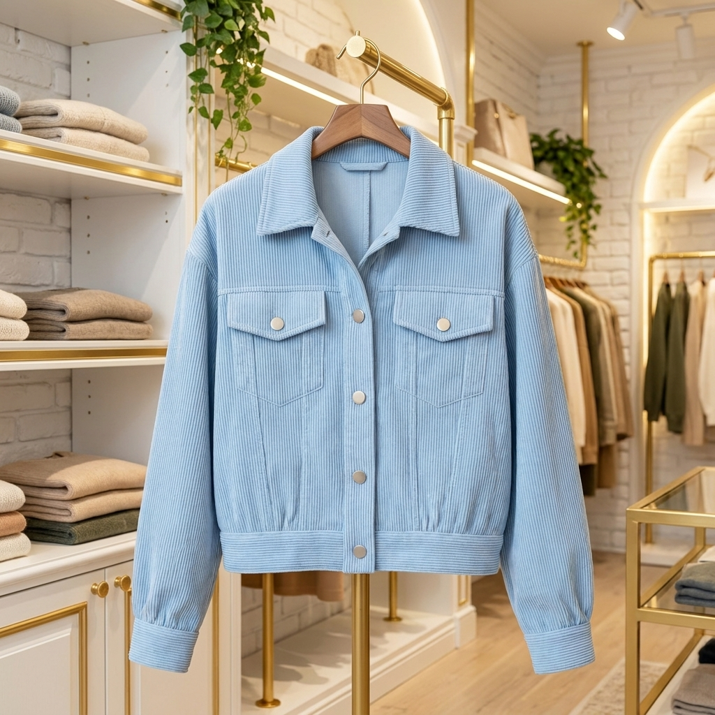 Fiora Corduroy Lantern Jacket - Blue