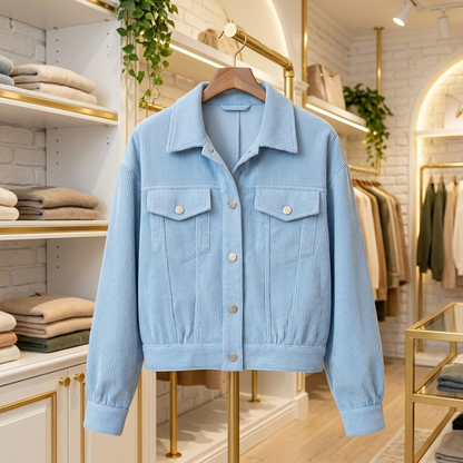Fiora Corduroy Lantern Jacket - Blue