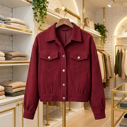 Fiora Corduroy Lantern Jacket - Burgundy