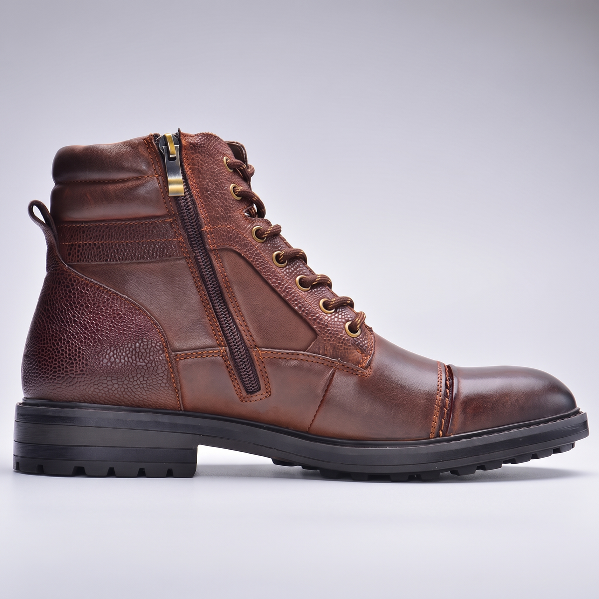 Fitzroy Leather-Look Ankle Boots - Brown