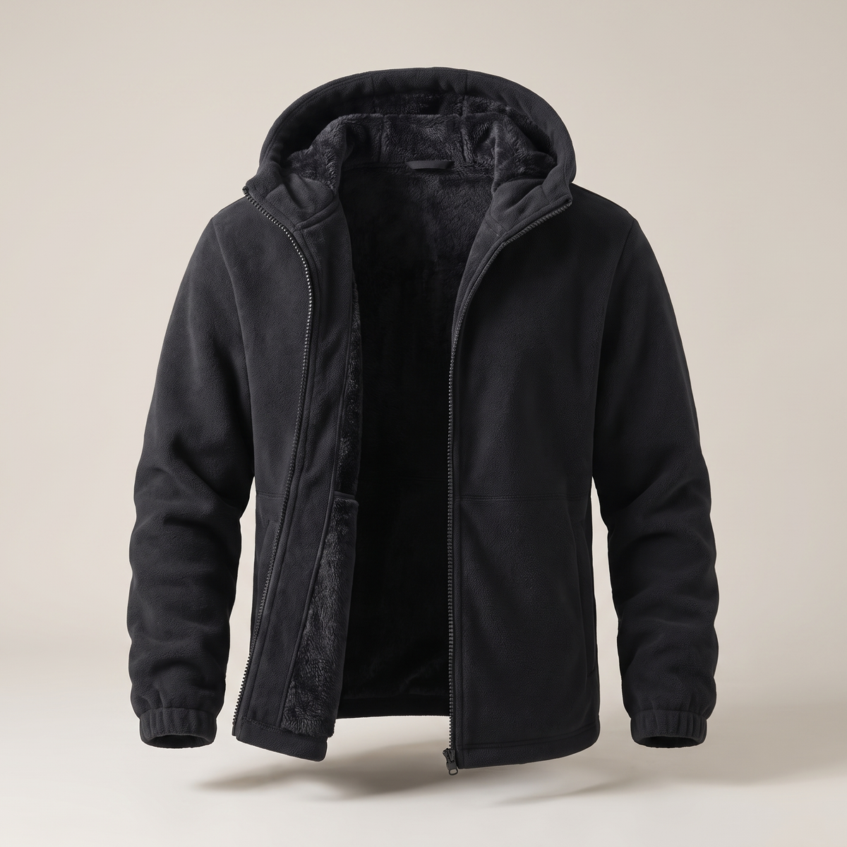 Fleece Lined Winter Jacket - Black