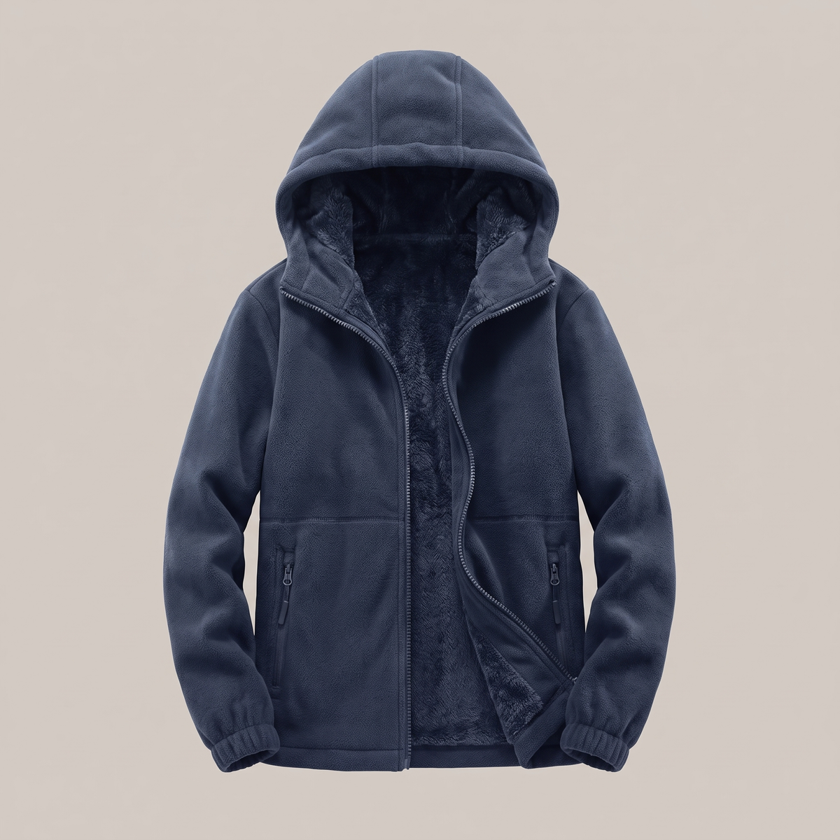Fleece Lined Winter Jacket - Navy Blue