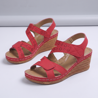 Fleur Wedge Sandals - Red