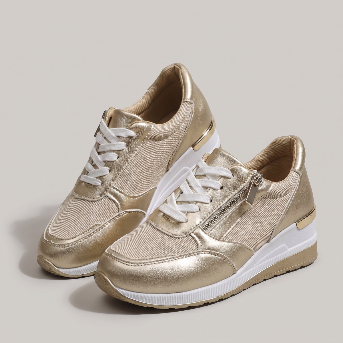 Flexi Zip Women's Sneakers - Gold