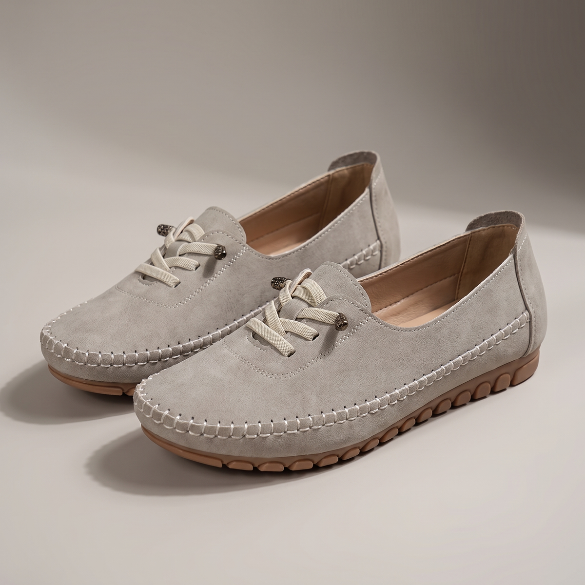 Flexible Comfort Moccasins - Beige